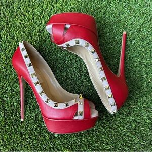 Valentino rockstud peep toe heels